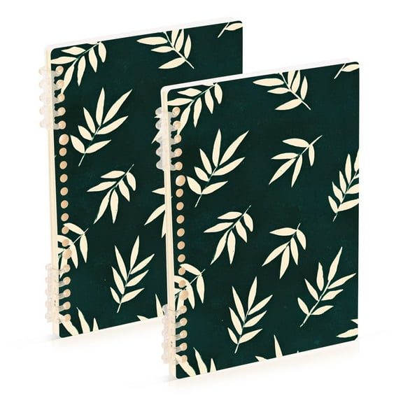 FORMRS 1-Subject Spiral Notebook 8" x 5" College Ruled 60 Refillable Sheet, 2 Pack, Beige Leaves