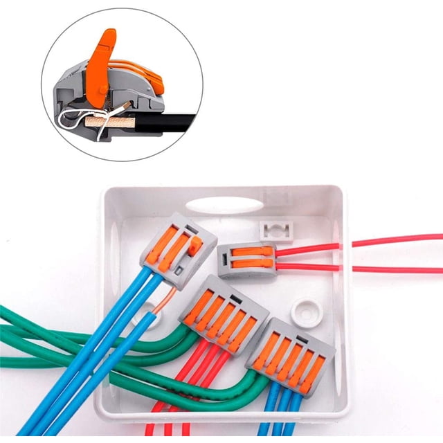 Juego de conectores de cable con tuerca de palanca PCT-214 Premium de 18 piezas, conectores de cable compactos de 4 puertos, bloque de terminales de resorte de conector compacto