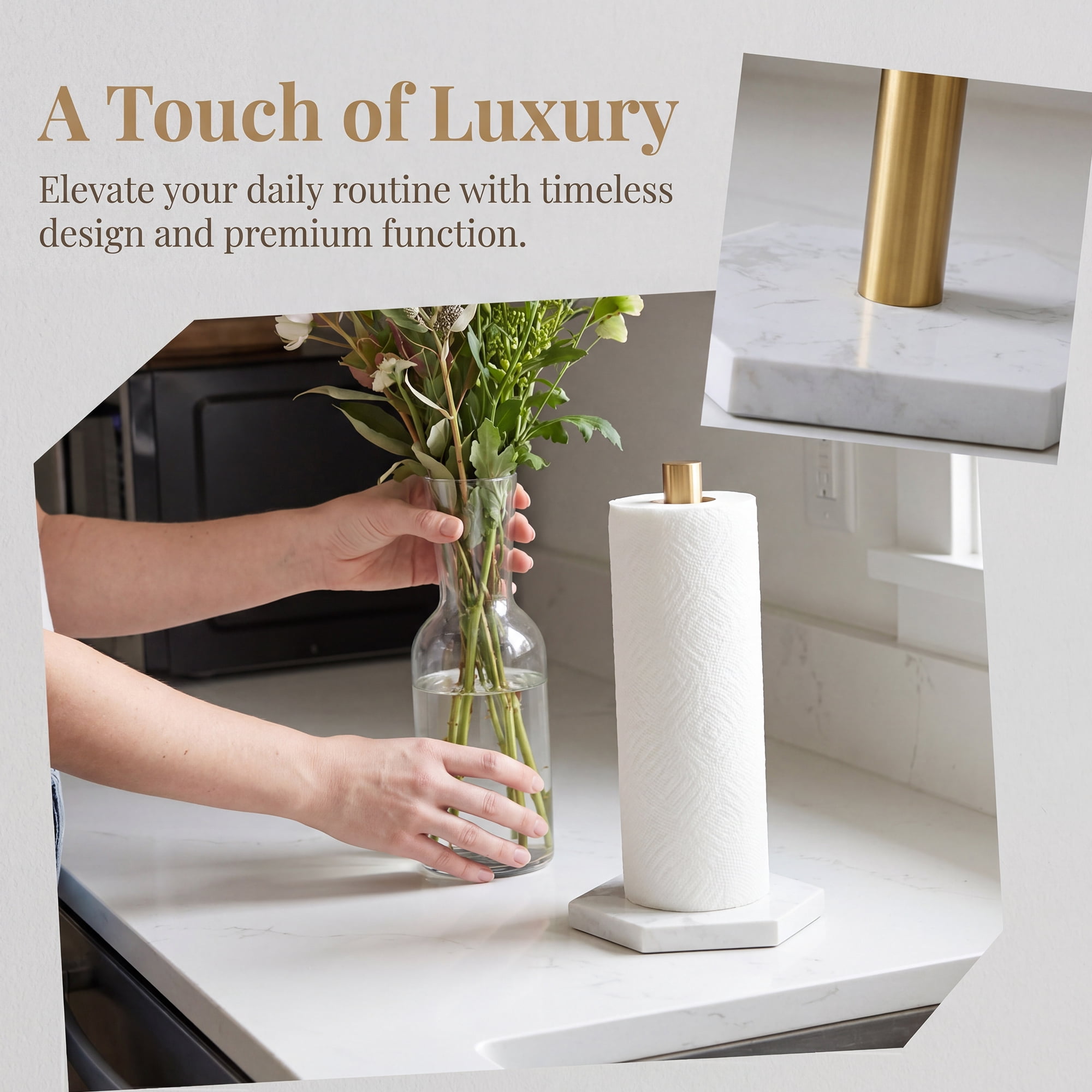 Unique Bargains Non Slip Base Paper Towel Holder Gold B 11.7x3.3inch