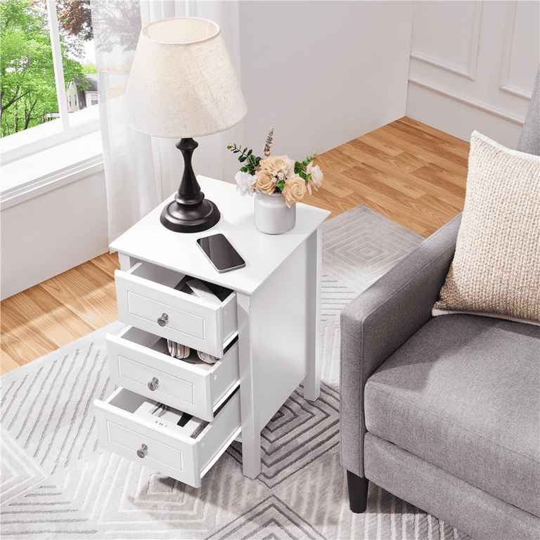 Yaheetech 3 Drawer Nightstand for Living Room White