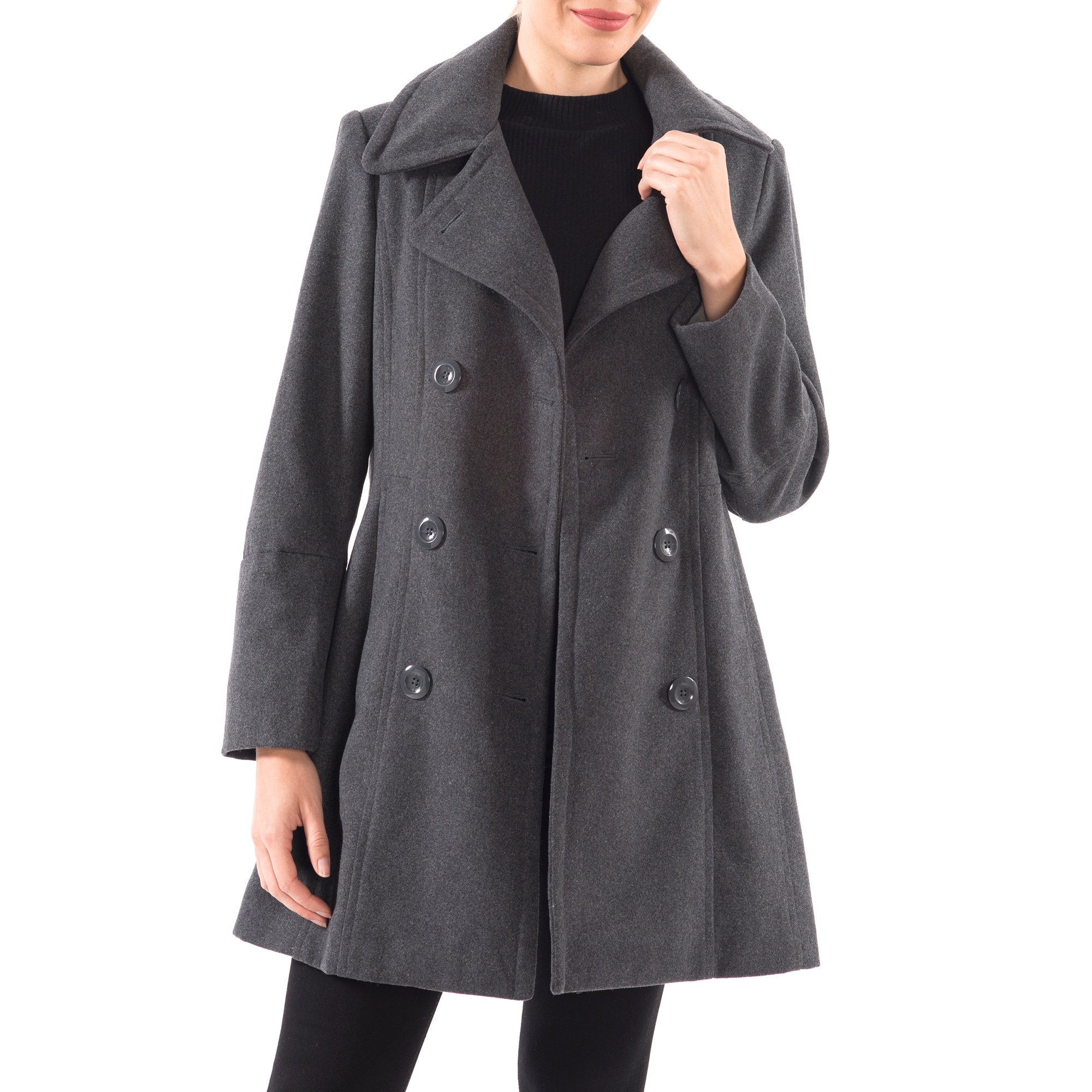 Alpine Swiss Norah Womens Wool Coat Double Breasted Peacoat Jacket Overcoat