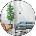 thumbnail image 1 of 20 - pulgada negra round metal - framed hd eco - friendly wall mirror para entrada, bathroom vanity, sala de estar, y hallway, easy to install, 1 of 7