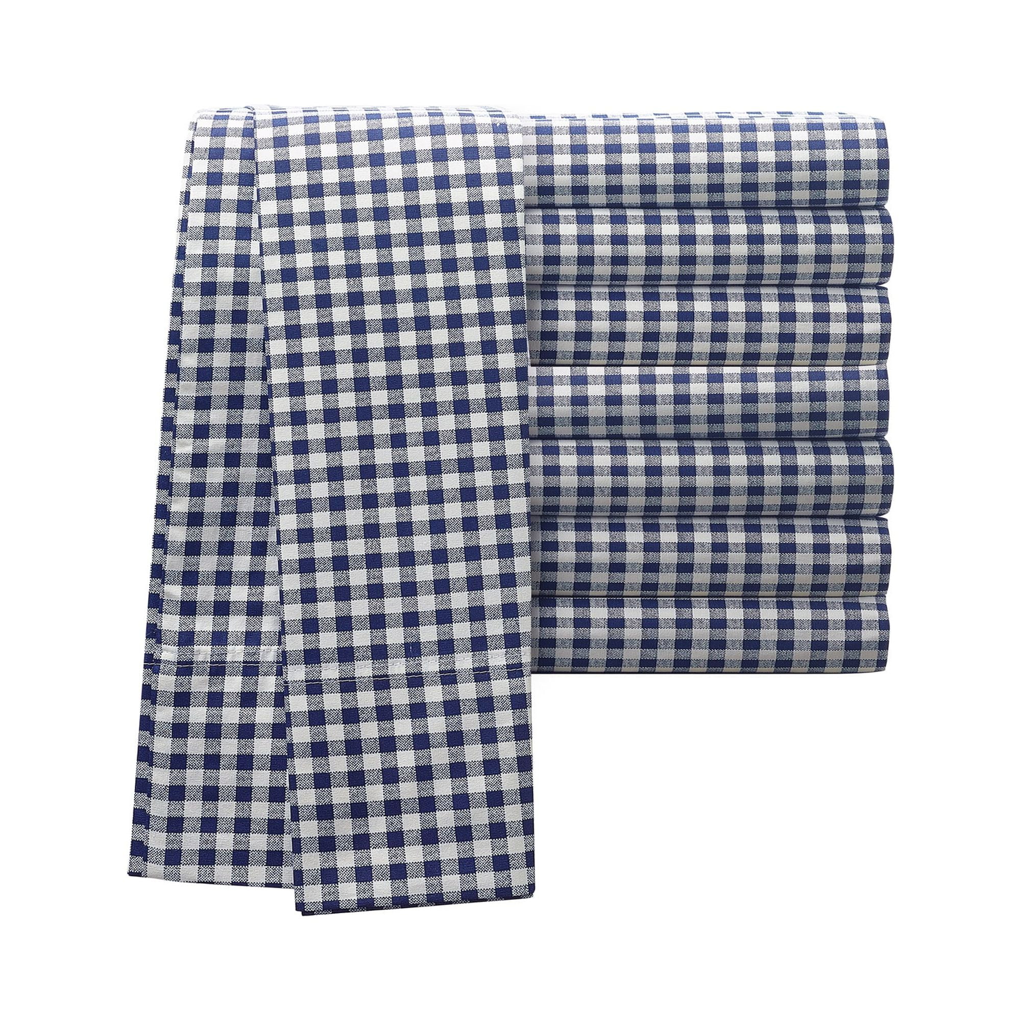 Laurel & Mayfair Gingham Printed 250tc 100% Cotton Percale Navy 3-Piece Sheet Set, Twin