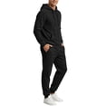 thumbnail image 5 of Hearthz Men's Sweatsuits 2 Piece Set Drawstring Elastic Jogging Tracksuits Set Solid Color Athletic Men's Sweatsuits Black S, 5 of 9