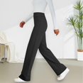 thumbnail image 6 of Womens Casual Work Dress Pants Wide Leg Yoga Pants Lounge Slacks Trousers High Waist Comfy Loose Trousers with Pockets Black, 6 of 8