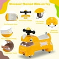 thumbnail image 4 of Babyjoy Ride on Toy Baby Dinosaur Sliding Car with 4 Universal Casters Under-Seat Storage Yellow, 4 of 10