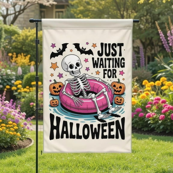 Summer Halloween Garden Flag Skeleton Yard Decor Funny Summer Garden Decor Trendy Outdoor Sign Halloween Lawn Decor Summer Spooky Yard Flag