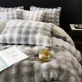 thumbnail image 6 of Wajade Fluffy Comforter Cover Set Rabbit Bubble Faux Fur Duvet Cover Luxury Cozy Bedding Set 3 Pieces with Zipper -1 Duvet Cover and 2 Pillow Cases,Gray Tie Dye Full Size Set, 6 of 6