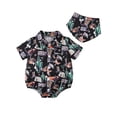 thumbnail image 1 of Biekopu Baby Boy Romper, Western Style Short Sleeve Turn-down Collar Button-down Daily Bodysuit, 1 of 8