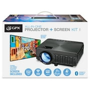 GPX Bluetooth Projector and 120 Projector Screen, PJ300VP