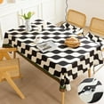 thumbnail image 1 of Nvzi Water Repellent Velvet Plush Tablecloth for Dining Table Geometric Print Dust Proof Washable Table Cloths (Black,55x71), 1 of 5