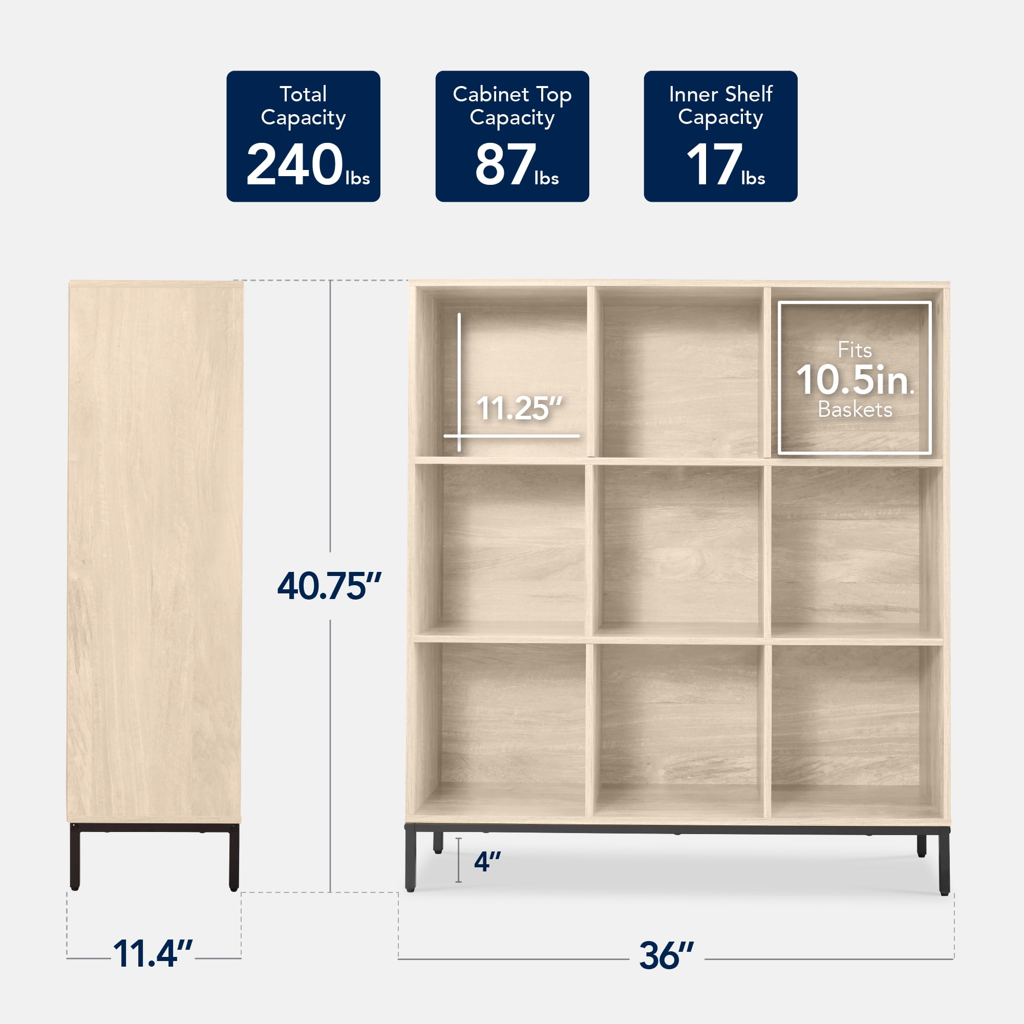 Best Choice Products Elevated 9-Cube Storage Organizer, 11in Shelf, Bookcase, Display Shelf, w/ Metal Legs  Light Oak