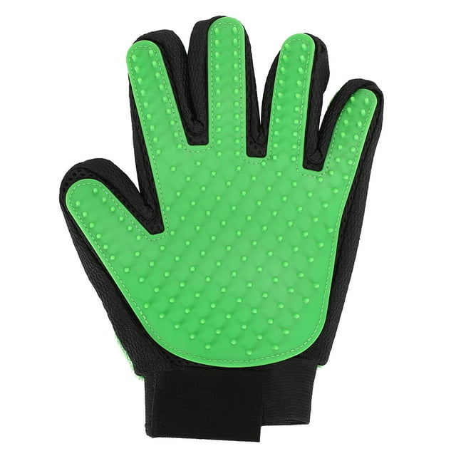 Guante de silicona para el cuidado de mascotas, cepillo de baño para masaje de depilación de doble cara para gatos y perros, mano izquierda verde