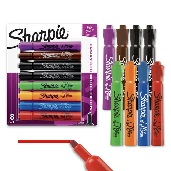 Sharpie Flip Chart Markers, Bullet Tip, Assorted Colors, 8 Pack