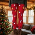 thumbnail image 4 of Levmjia Womens Pants Christmas Printed Casual Tight Yoga Comfy Work Elastic High Waist Sweatpants Fashion Bottoming Pants Sports Daily Wear, 4 of 6