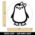 thumbnail image 2 of Cute Girl Penguin with Bow Self-Inking Rubber Stamp Ink Stamper - Orange Ink - Medium 1 Inch, 2 of 7