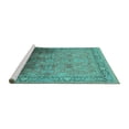 thumbnail image 2 of Ahgly Company Machine Washable Indoor Round Oriental Turquoise Blue Industrial Area Rugs, 8' Round, 2 of 4