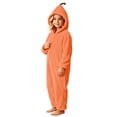 thumbnail image 7 of Halloween Kids' Hooded Pumpkin Costume, Plush Full-Zip Onesie with Pumpkin Calyx Hood, Side Pockets, Relaxed Fit for Dress‑Up & Themed Parties, 4-15 Years, Kids Halloween Costume Orange 14-15 Years, 7 of 7