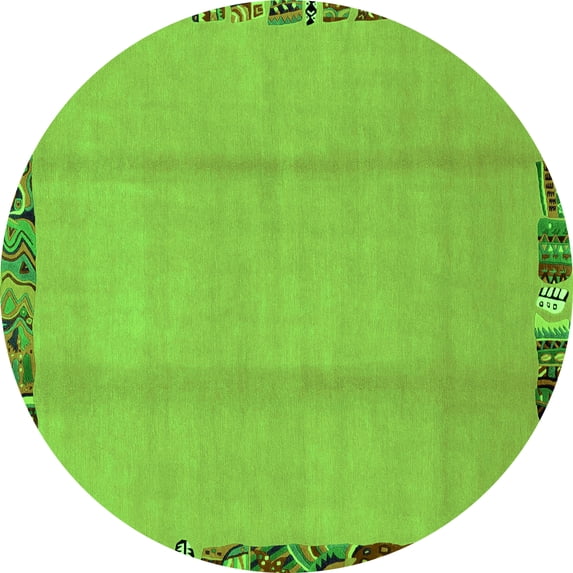 Ahgly Company Indoor Round Abstract Green Modern Area Rugs, 7' Round