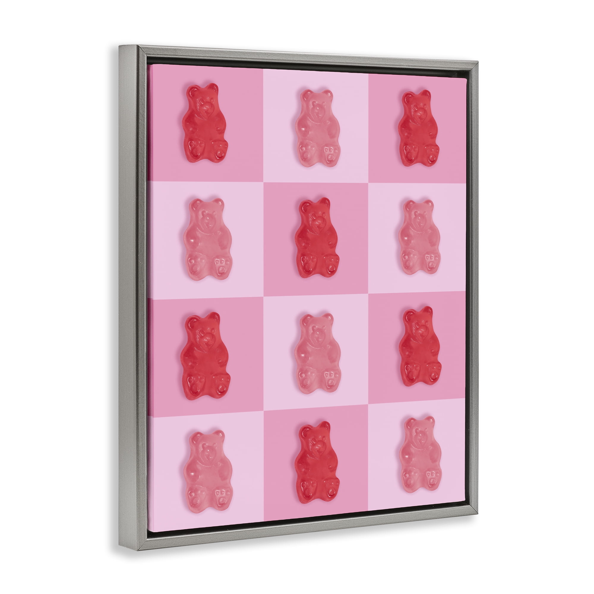 Stupell Industries Pink & Red Candy Bears Gray Framed Floater Canvas Wall Art, design by LISH Creative
