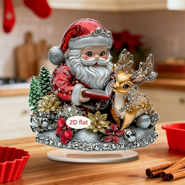 Herunwer Acrylic Decorative Sign Christmas 2D Flat Print Acrylic Decorative Desktop Decoration for Home Office Garden