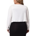 thumbnail image 4 of Unique Bargains Women Plus Size Long Sleeve Elegant Cropped Cardigans Shrugs Bolero 1X White, 4 of 6