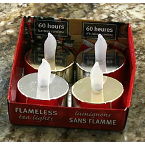 QUEST- Flameless Tealight Set Of 4 Metallic Silver And Gold