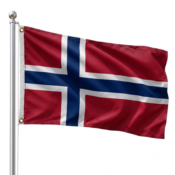 DMSE Norway National Flag, 2ft x 3ft - Fade-Resistant Outdoor & Indoor Flag - Quad-Stitched Fly End & Heavy-Duty Brass Grommets (2ft x 3ft)