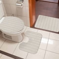thumbnail image 4 of Light Brown Striped Bath Mat 3 Piece Bathroom Rug Set, Modern Abstract Art Geometric Stripes Non Slip Bath Rug Contour Mat and Toilet Lid Cover, Absorbent Shower Mats Soft Bath Rugs and Mats Sets, 4 of 8