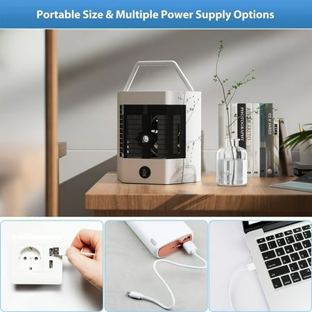 

ZCNGSS 3-in-1 cooling fan air conditioner Mini personal air conditioner super quiet impermeable water air cooler for room bedroom office desktop camping portable air conditioner