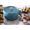 thumbnail image 6 of Cast Iron 4-qt Round Cocotte - Turquoise, Made in France, 6 of 9