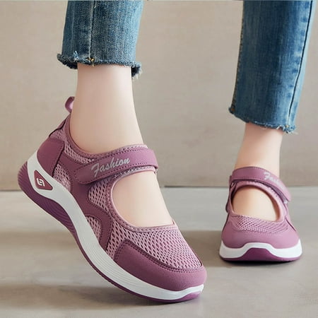 Xysaqa Women Flats Shoes  House Shoes for Women Women s New Large Size Casual Mesh Slip-on Women s Shoes Soft Sole Breathable Fashion Mother Shoes Mary Janes Flats on Clearance