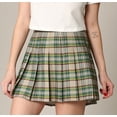 thumbnail image 2 of Made by Johnny Women's Plaid High Waist School Uniform Pleated Skater Tennis Skirt S OLIVE_PLAID, 2 of 5