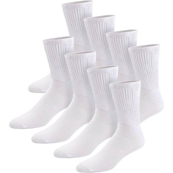 Brooklyn Socks Thin Combed Cotton Diabetic Socks, Loose, Wide, Non-Binding Neuropathy Low-(Fit's Shoe Size 7-11) White - 8 Pairs 7-11