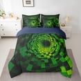 thumbnail image 3 of Homewish Green Square Spiral Twin Bedding Sets 7-Piece for Boys, Chic Abstract Artwork Bedding Comforter Set, Old Fashion Reversible Sheet Sets, Ultra Soft Bedroom Decor, 3 of 8