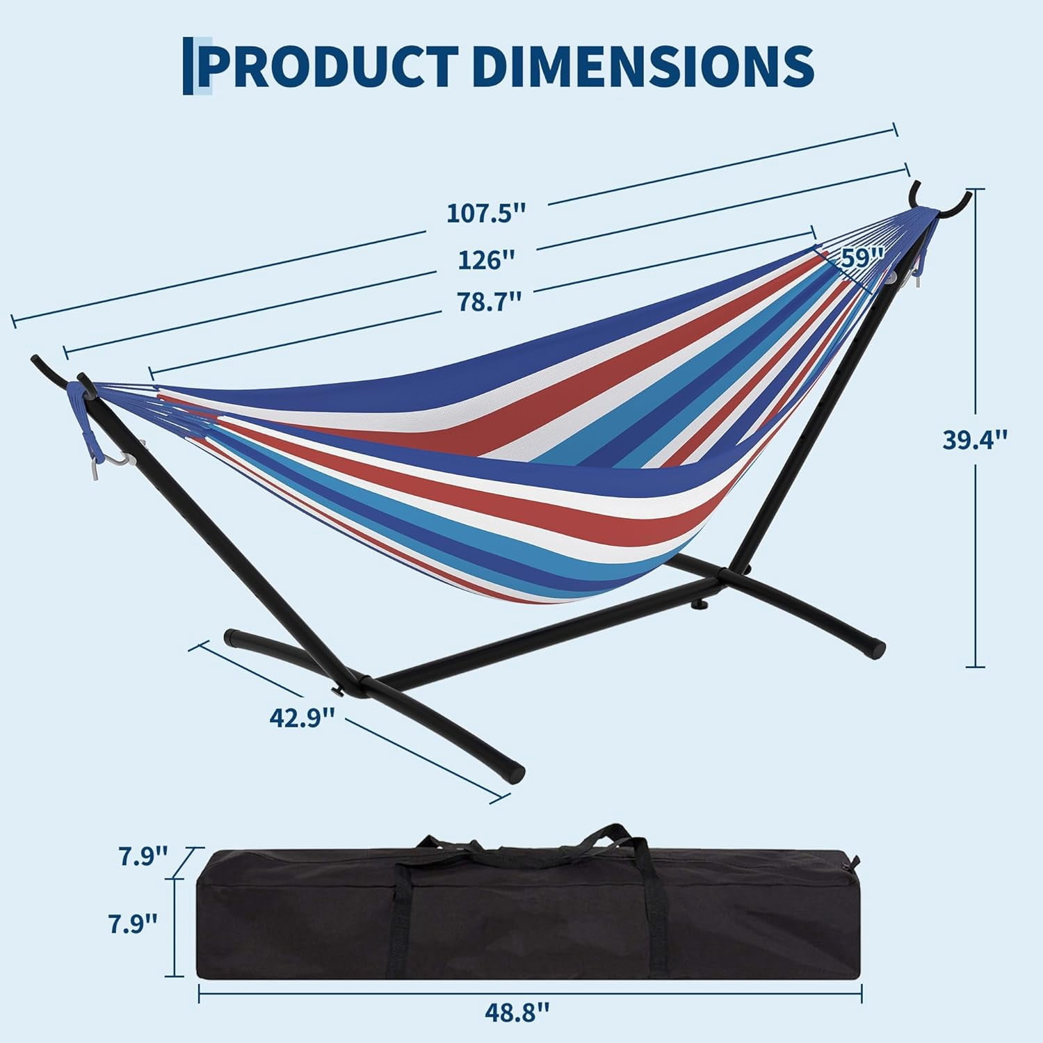 IdealHouse 2 Person Hammocks with Stand for Outside, Double Hammocks Portable Space Saving Heavy-Duty Steel Stand for Indoor Outdoor Patio with Carrying Bag, 450 lbs Capacity