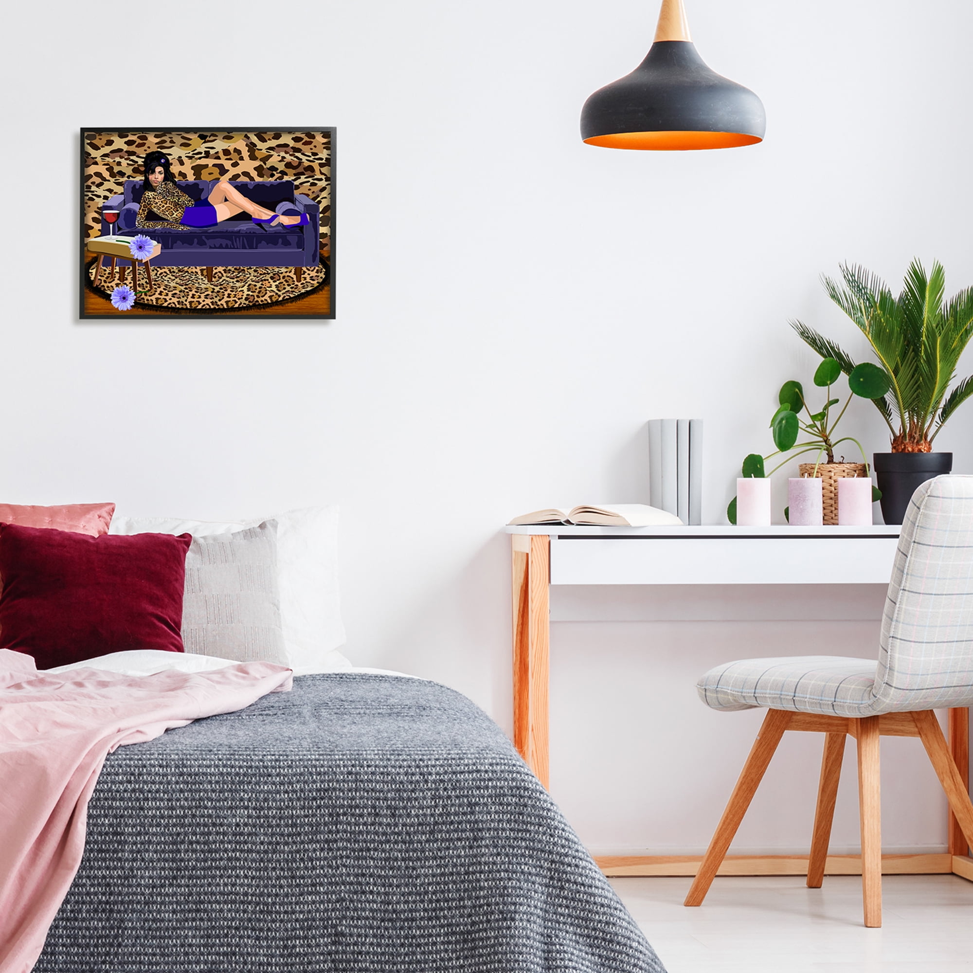 Stupell Industries Bold Winehouse Portrait Abstract Leopard Pattern Sofa , 20 x 16, Design by Lynnda Rakos