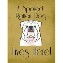 Caroline's Treasures BB1468GF White English Bulldog  Spoiled Dog Lives Here Flag Garden Size , Small, multicolor