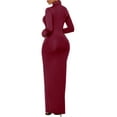 thumbnail image 2 of XXXITICAT Women's High Neck Maxi Gown Dress Long Sleeve Turtleneck Floor Length Slim Plain Basic Oversized Bodycon Dresses(WR,3XL), 2 of 4