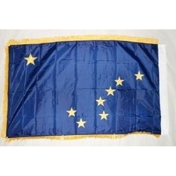 3x5 Alaska State Poly Nylon Sleeve w/ Gold Fringe Flag 3'x5' Banner