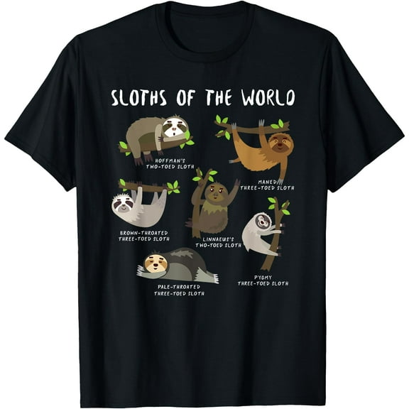 Sloth Animal Design Themed - Types of Sloths Unisex T-Shirt for Men Women Kids Toddler