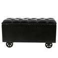 thumbnail image 6 of LuxenHome Upholstered Faux Leather Retro Speaker Style Bench, 6 of 8