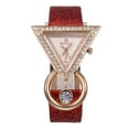 thumbnail image 2 of Xinyolin Rhinestone Triangle Dial Shimmers Watch, Faux Leather Band Women Quartz Wrist Watch, 2 of 5