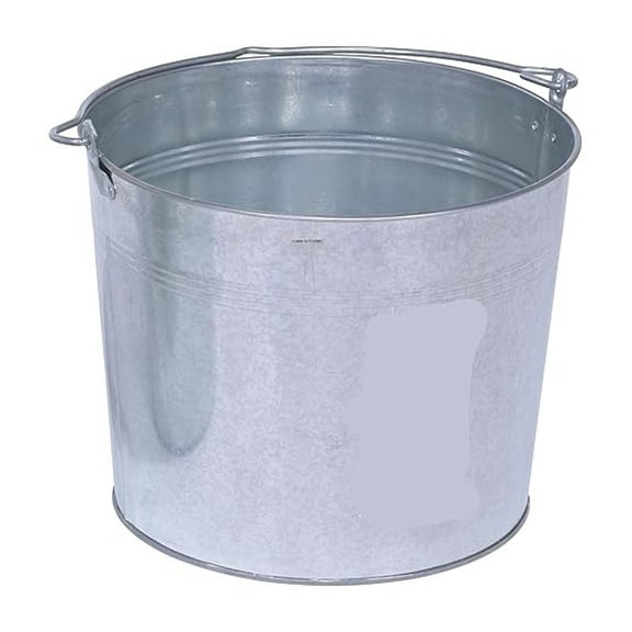 Galvanized Steel Bucket 5 Gallon - BKT-GAL-500, 10-3/4" Deep, 44 lb Capacity, Industrial Grade, with Handle & Spout, 14" Top Diameter