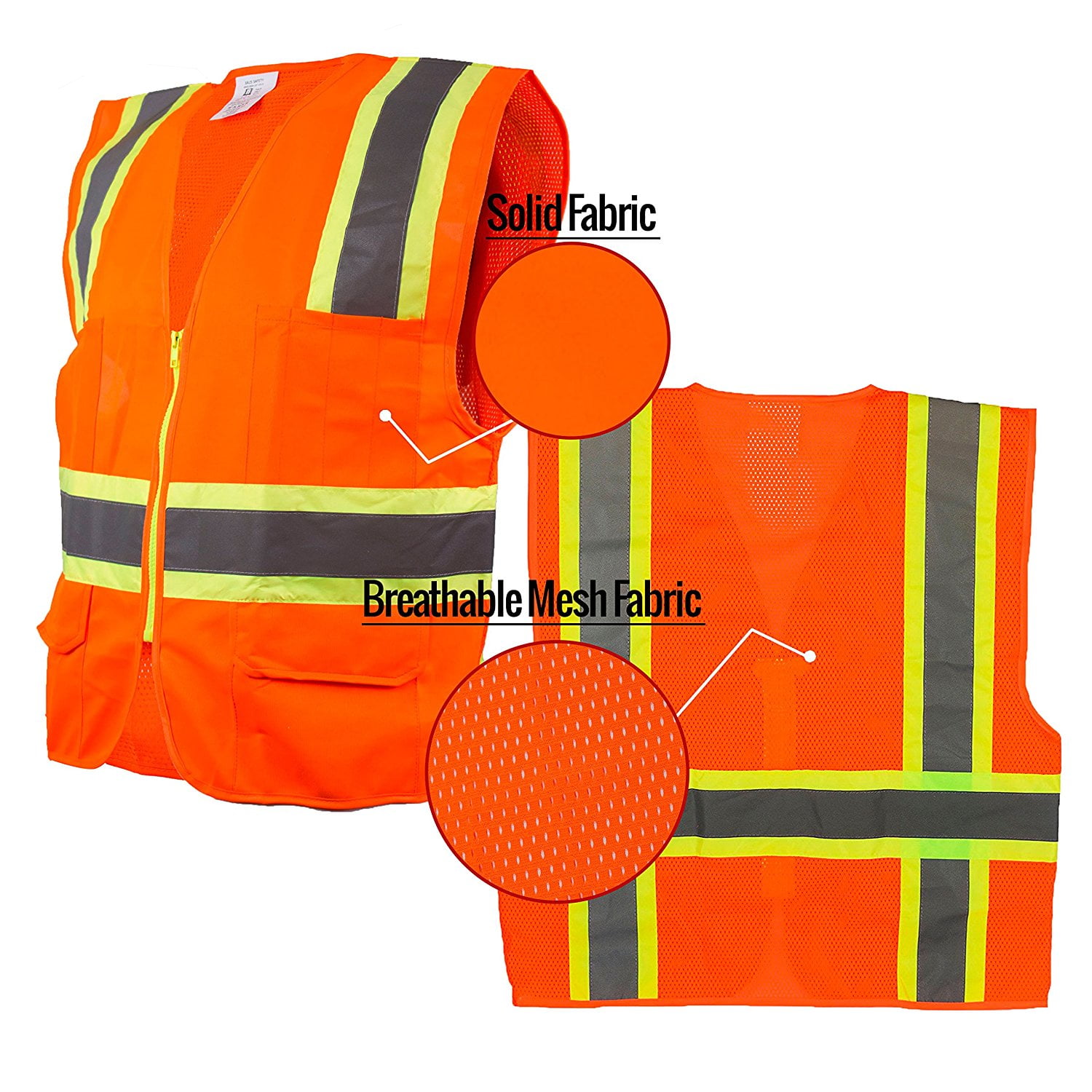 RK Safety Two Tone High Visibility Safety Vest- ANSI Class 2 - Neon Orange / 4XL