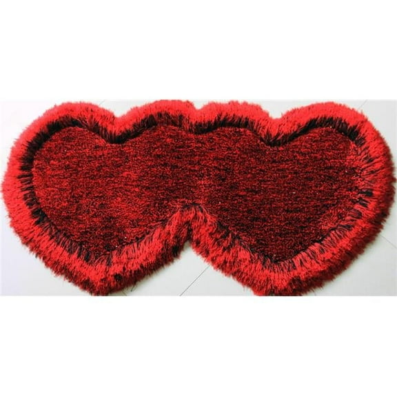 Amazing Rugs, LLC. Double Heart Shape Shag Area Rug (28" x 55") White