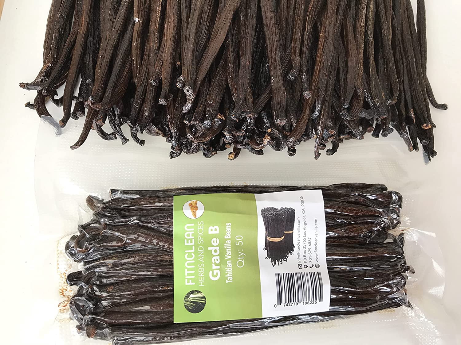 50 Tahitian Vanilla Beans Grade B for extract, Cooking and Baking by FITNCLEAN VANILLA| Fresh 5"-7" NON-GMO Whole Natural Raw Pods