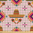thumbnail image 2 of Ambesonne Mexican Fabric by the Yard Upholstery, Repeating Latino Motifs, 5 Yards, Pale Pink Magenta and Orange, 2 of 5