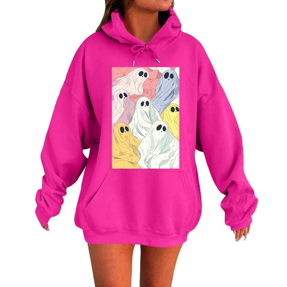 NMMUED Women's Halloween Sweatshirt, Graphic Sweatshirts for Women, Women Halloween Sweatshirt, Oversized Sweatshirt for Women, Ghostface Hoodie, Womens Hoodies Pullover, Hot Pink L