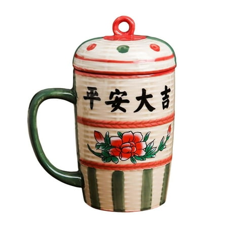 

Coffee Mug Creative Personality Chinese Style Large Capacity with cover Ceramic for New Year/ Office /Home /Birthday Wedding Holi B